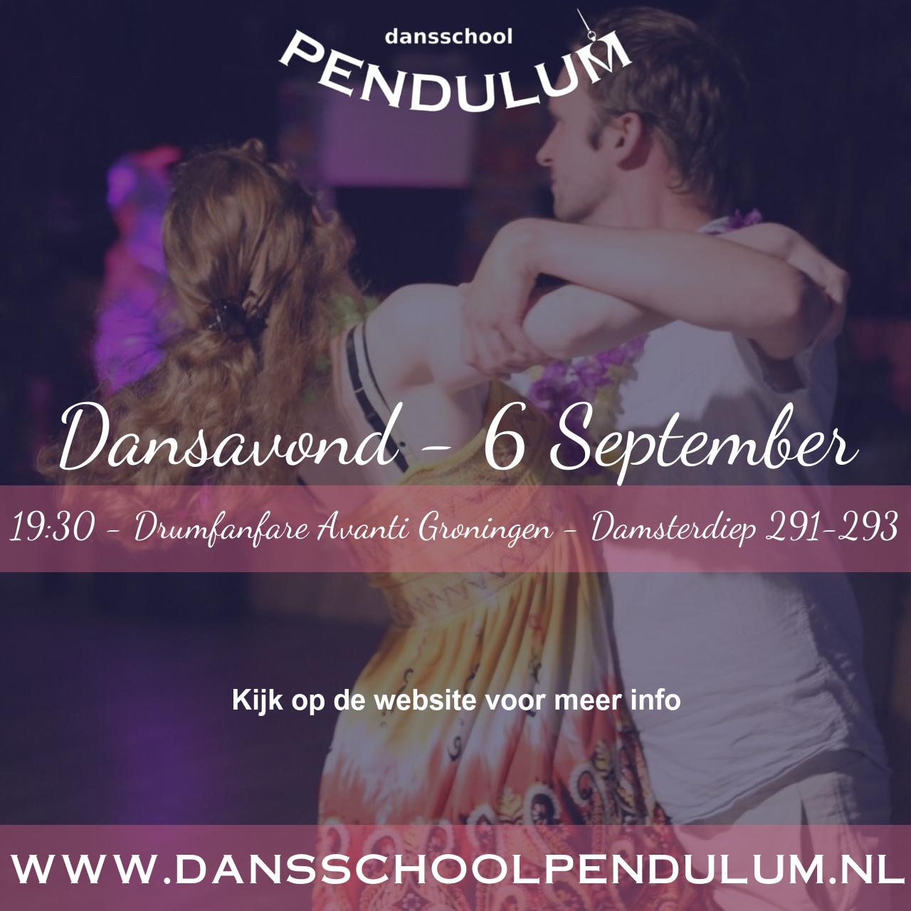 Pendulum poster - Pendulum Dansavond 06 sep. 2025 19:30 - 23:30