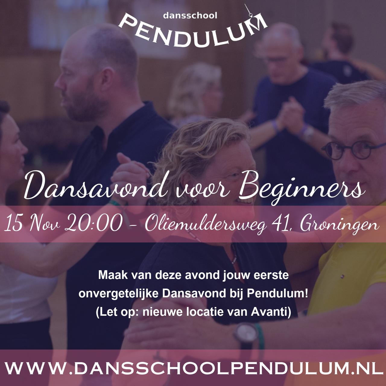 Pendulum poster - Dansavond voor Beginners 15 nov. 2025 20:00 - 23:30