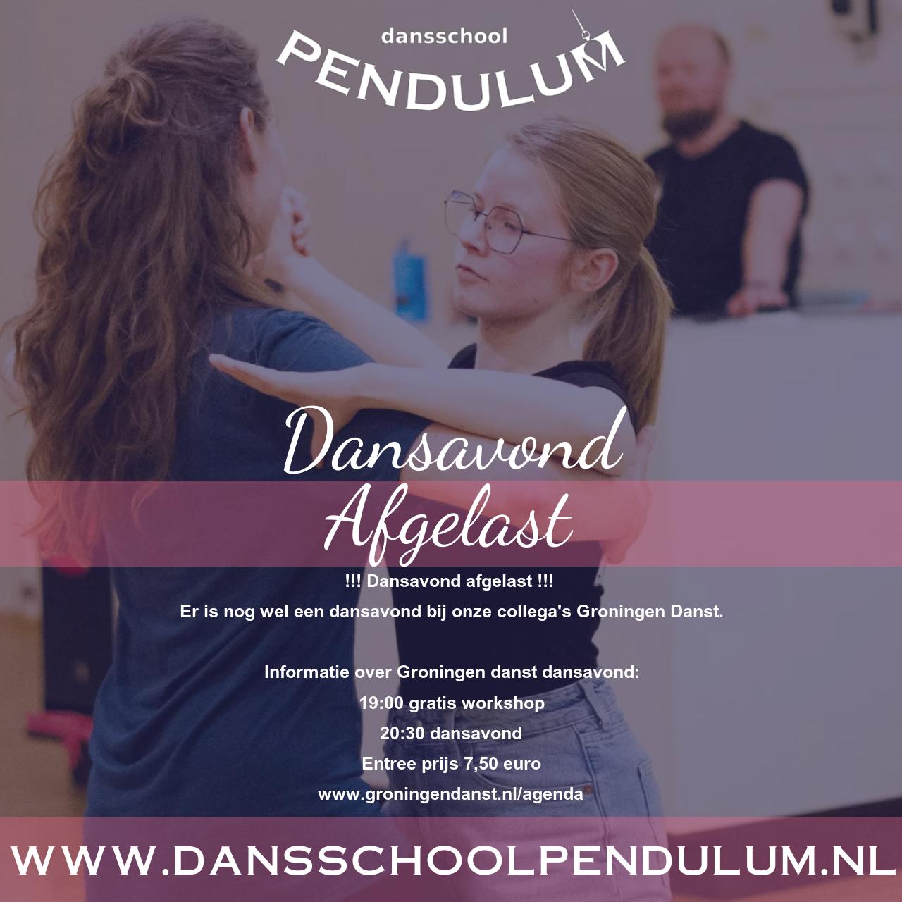 Pendulum poster - (Afgelast) Dansavond (Maar alternatief beschikbaar) 30 nov. 2024 20:00 - 23:00
