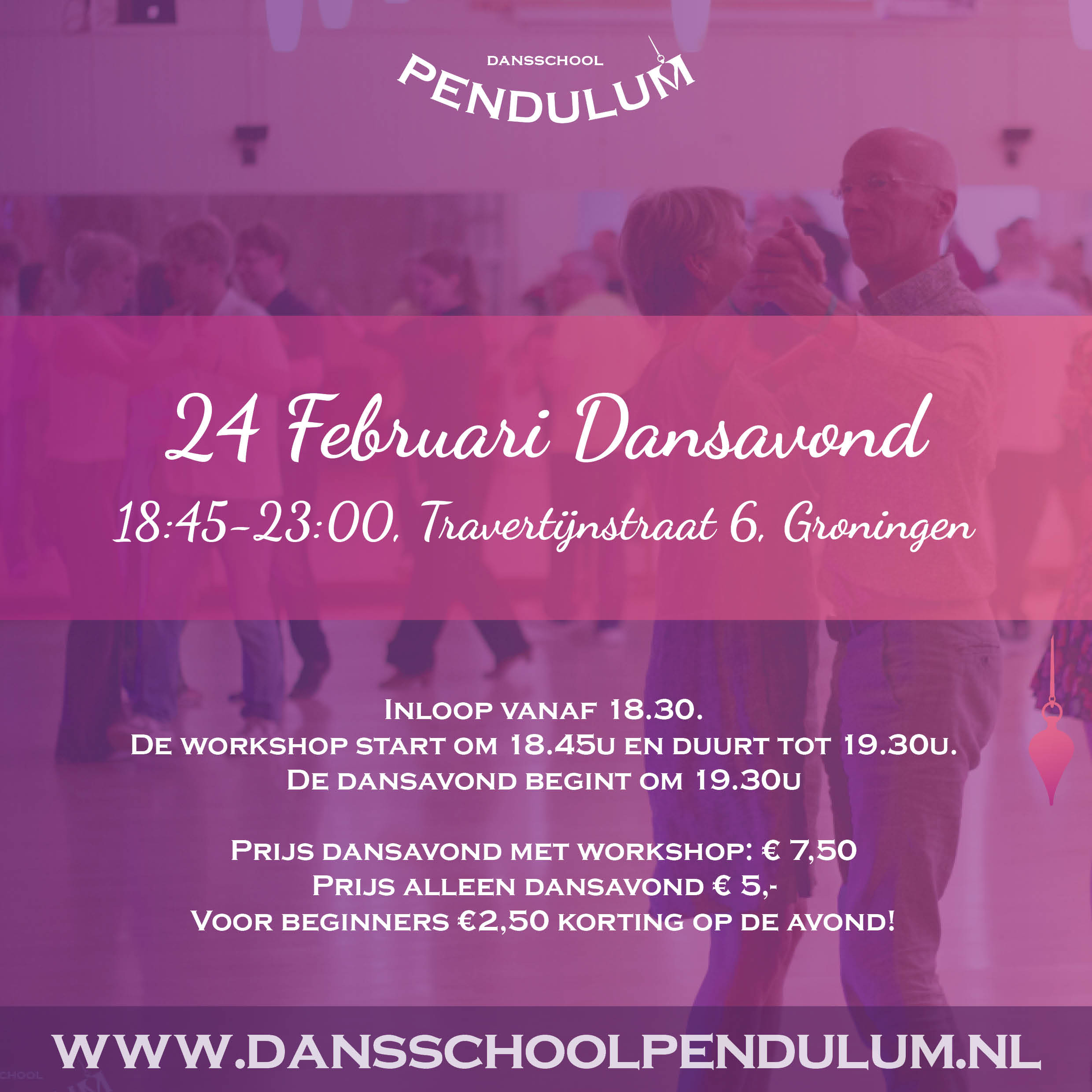 Pendulum poster - Dansavond 24 feb. 2024 18:30 - 23:00