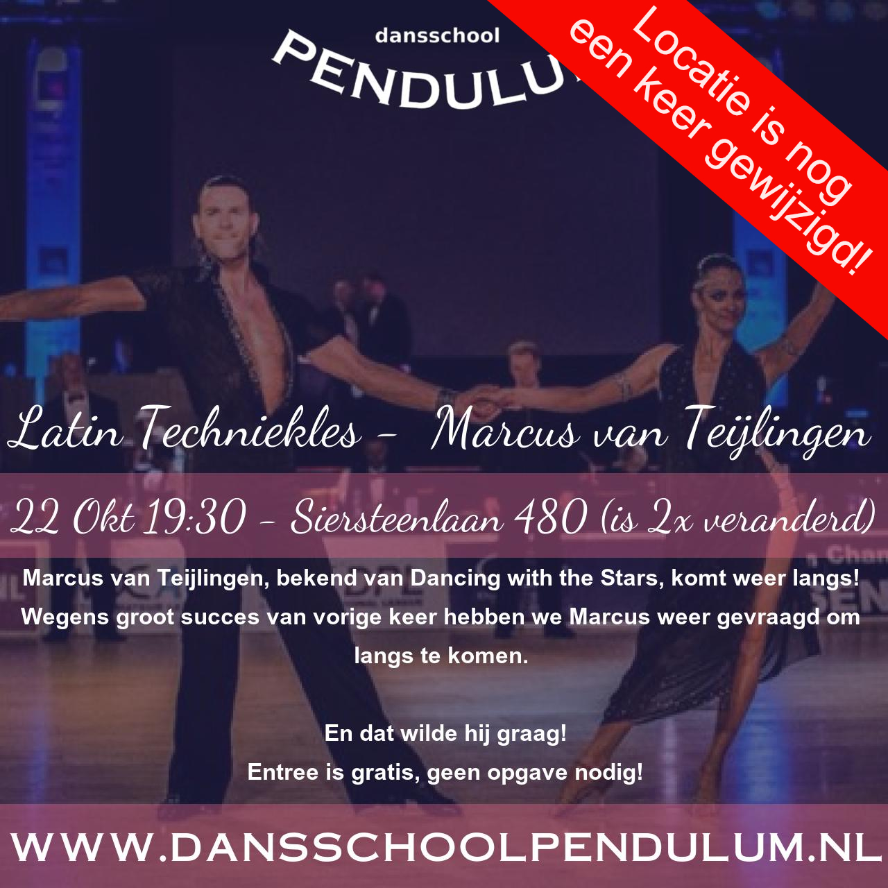Poster Pendulum event - Latin Techniekles Marcus (locatie gewijzigd)