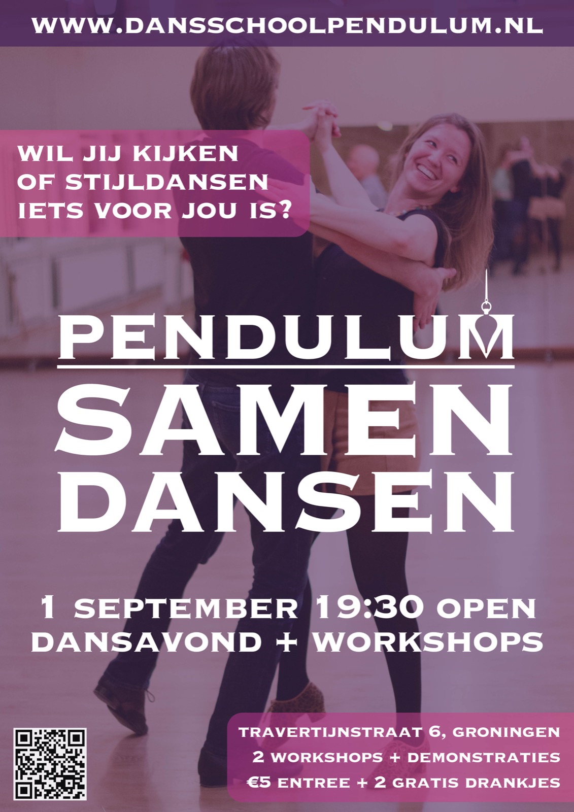Pendulum poster - Open Dansavond  01 sep. 2023 19:30 - 23:00